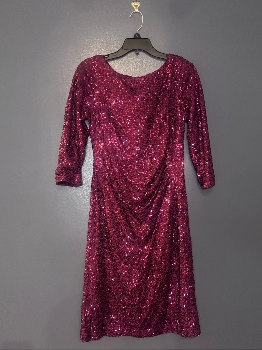 Red Wine Holiday Party Dress Jessica Howard Sequin Midi Dress Woman’s Size 10